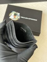 Prada Bags 55prada Hot-Selling Holder Unisex Small Card Holder, Black, Model 1MC025 Loose Characters Triangle Wheat Series Nine Colors Made of cross-grain cowhide, 6 card slots ➕ A middle compartment that can hold multiple cards and small change, size 11.2×8.5cm, actual product photo, see is what you get - Image 6