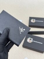 Prada Bags 65 Prada Pattern Unisex Placed or Bag, Be Handheld, Made of Imported Calfskin with Cross Pattern, Pocket Holder, Can Hold Change, 6 Card Slots, Simple and Elegant Fashion Trend Model 2MC101, color as shown in the picture Size 11×7cm, - Image 3