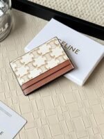 Celine Bags 50CELINE.TRIOMPHE Logo Printed Card Holder/2024 Small Race Coated canvas, sheepskin leather edging 2 pieces are stuck 1 flat bag No.: 10B702 Size: w10.5×7cm - Image 4
