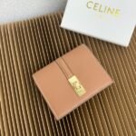 Celine Bags TRIOMPHE16 Glossy Flip Holder Cow Leather Lining Rotating Lock Closure Main Compartment 2 Inner Card Slots Size: 4 3 1 inches 10 7.6 X 2cm Number: 10473