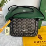 Goyard Bags 150 Goya Plumet Clutch Bag has wallet function design that store coins, banknotes, and cards. It can also paired with shoulder strap be worn crossbody like a small bag.Its 3 independent pocket system adapts perfectly to its contents, showcasing an elegant style. Style number: 98638 Color: Black Dimensions: 20.5cm 2.5cm x 14cm