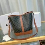 Celine Bags  160 Upgraded Original Version Celine Presbyopic Shipped# Stunning Old Flower Series, TRIOMPHE CANVAS NANO Logo Printed Bucket Bag, Faux Leather/Cow Leather, Fabric Lining, Crossbody and Shoulder Carrying, Snap Button Closure, Adjustable Leather Strap, Perfect for Winter with Coat, Large Capacity, Lightweight, Wear-resistant, Waterproof, Not Easy to Scratch, Super Nice Model: C191132 Size: 35x27x18cm - Image 2