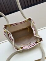 Prada Bags Batch 230 Prada New Products Let's Check Out This Season's Super Eye-catching Bags Canvas Striped Mariner Bucket Handbag, Red and White Stripes Woven Handle ~ Large capacity, ultra-lightweight, especially suitable for commuting! color scheme also suits vacation well⛱ The bag design is very thoughtful with metal rings on both sides, allowing you to hang your favorite doll pendants freely ​ Dimensions 26x28x12, model 2548 - Image 7