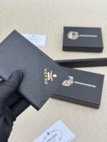 Prada Bags 65 Prada Pattern Unisex Placed or Bag, Be Handheld, Made of Imported Calfskin with Cross Pattern, Pocket Holder, Can Hold Change, 6 Card Slots, Simple and Elegant Fashion Trend Model 2MC101, color as shown in the picture Size 11×7cm, - Image 3