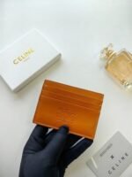 Celine Bags 50 CELINE New Embossed Logo Holder, Made of Top Layer Cowhide, Two Card Slots + One Middle Insert Pocket, Style No.: 10L833, Size: 10.5×7cm - Image 4