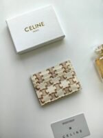 Celine Bags 50 CELINE New Embossed Logo Holder, Made of Top Layer Cowhide, Two Card Slots + One Middle Insert Pocket, Style No.: 10L833, Size: 10.5×7cm - Image 3
