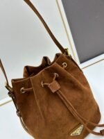 Prada Bags Lot 280 Box Prada New Suede Brown Series | So Cool|||The deep brown tone paired soft material presents fashionable temperament~ Each design uniquely crafted. The petite smart style is also very easy to match! It can easily create a chic and sophisticated look suede Comes with box, dimensions 20x23x13. Model 2461 - Image 4