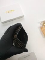 Celine Bags 50 CELINE New Embossed Logo Holder, Made of Top Layer Cowhide, Two Card Slots + One Middle Insert Pocket, Style No.: 10L833, Size: 10.5×7cm - Image 5