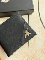 Prada Bags 75PRADA Men's Short Wallet Counter Latest Style, Official Website Synchronization, Genuine Development, Model 2M0513 # Color as shown, blue. The blue leather texture is excellent, with threaded lining. Imported white steel hardware accessories feature a complex color-blocking design, making it more fashionable and unique. Dimensions: Length 11cm, Height 9cm - Image 3